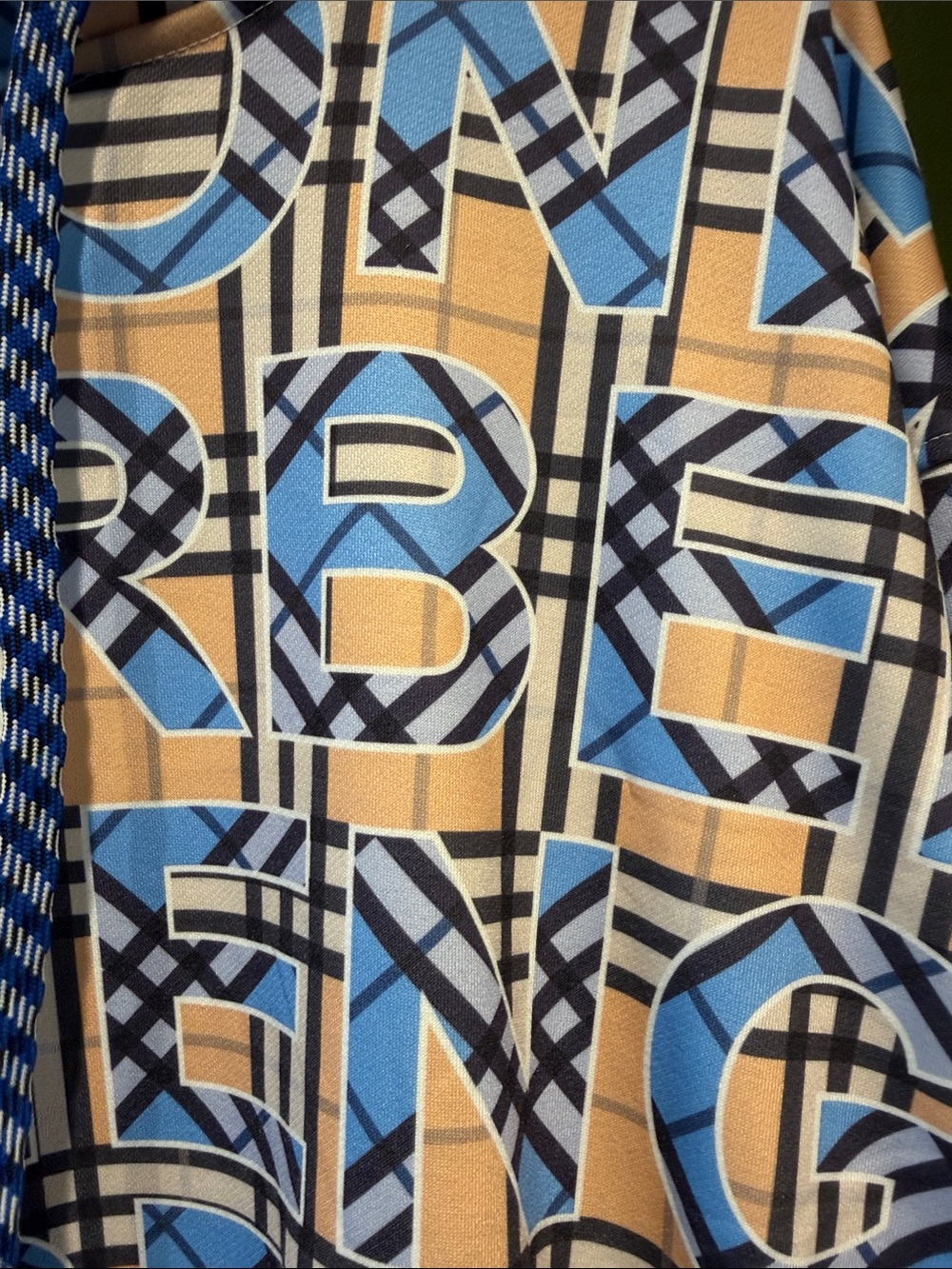 Burberry Men's Lloyd Vintage Patterned Logo Pullover Hoodie in Blue and Tan - Picture 3 of 7